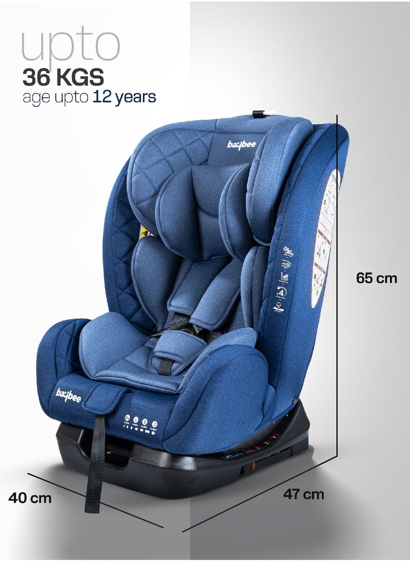 BAYBEE - Convertible Car Seat for Baby 0 to 12 Years with ISOFIX, 3 Position Recline, Headrest Adjustable ECE R44/04 Safety Certified Travel Baby Car Seat for Toddlers Kids Boys Girls Blue - Image 1