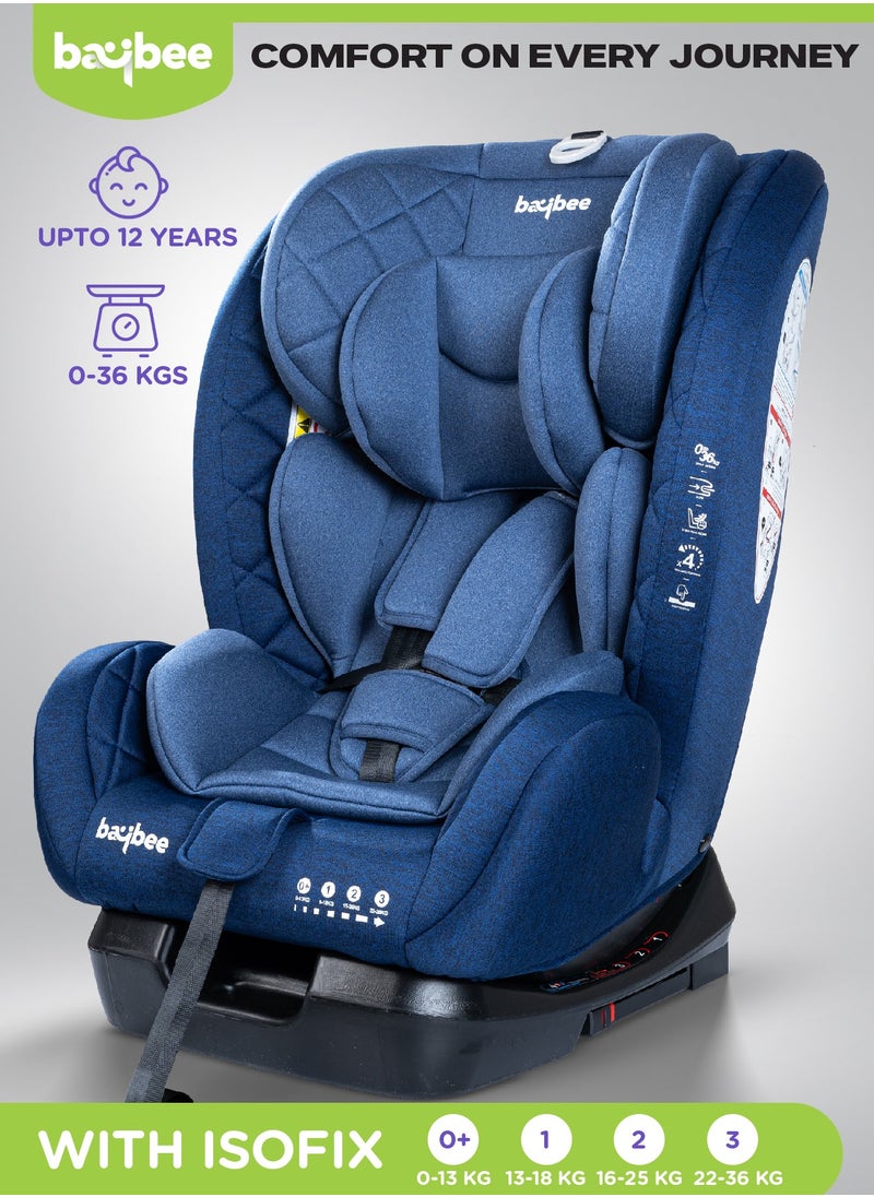 BAYBEE - Convertible Car Seat for Baby 0 to 12 Years with ISOFIX, 3 Position Recline, Headrest Adjustable ECE R44/04 Safety Certified Travel Baby Car Seat for Toddlers Kids Boys Girls Blue - Image 1