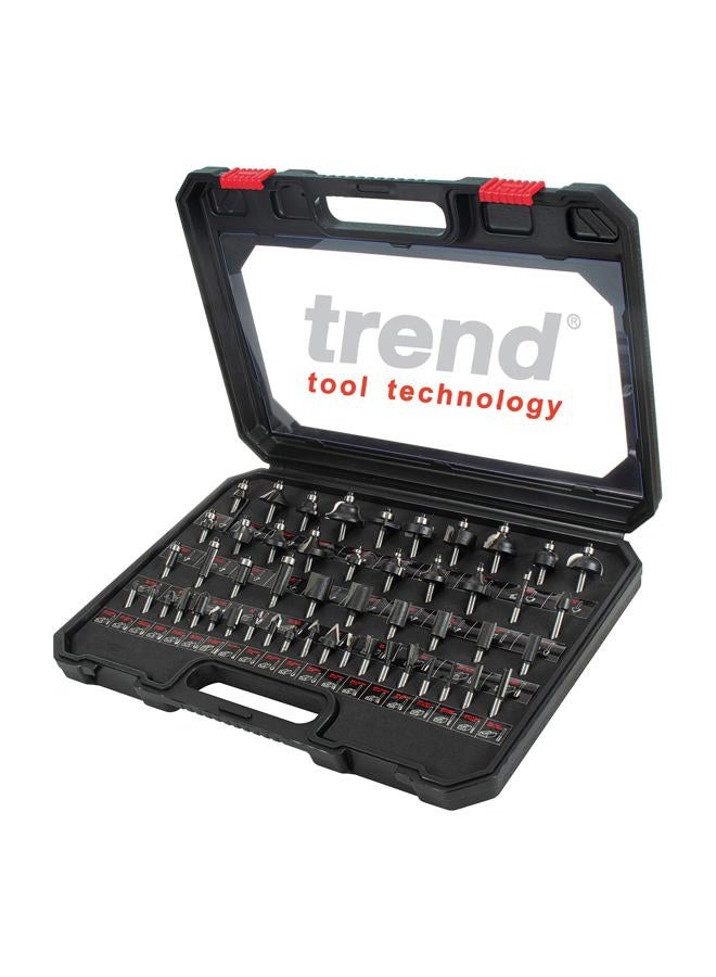 Trend 50 Piece Router Bit Starter Set, 1/4 Inch Shank, Tungsten Carbide Tipped, Aluminum Case Included, SET/SS50X1/4TC