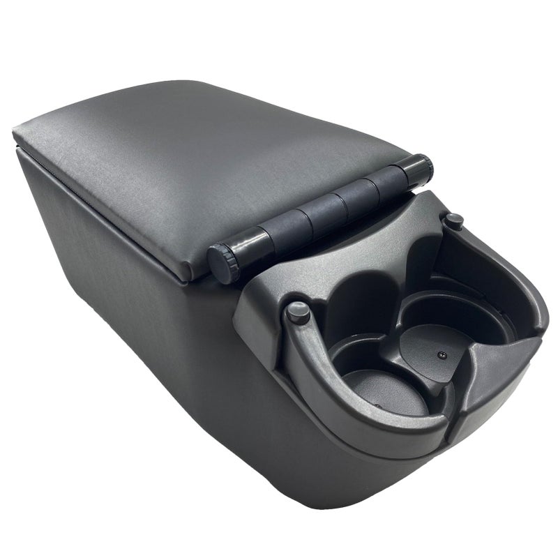 MOOSUN Universal Truck SeatBench Contractor Center Console Business Organizer and Storage with Adjustable Cup Holders Clip Board and Padded Top Lid for Armrest Grey