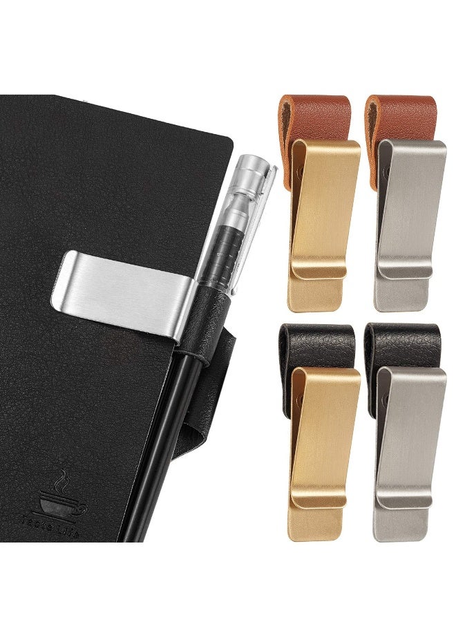 Generic 4PCS Pen Loop Holder Notebooks Pen Sleeve, PU Leather Pen Holder, Journals Notebooks Pen Loop with Clips for for Notebook and Clipboard at Home, Pocket, Office, Fit Most Pen Size  - Image 1