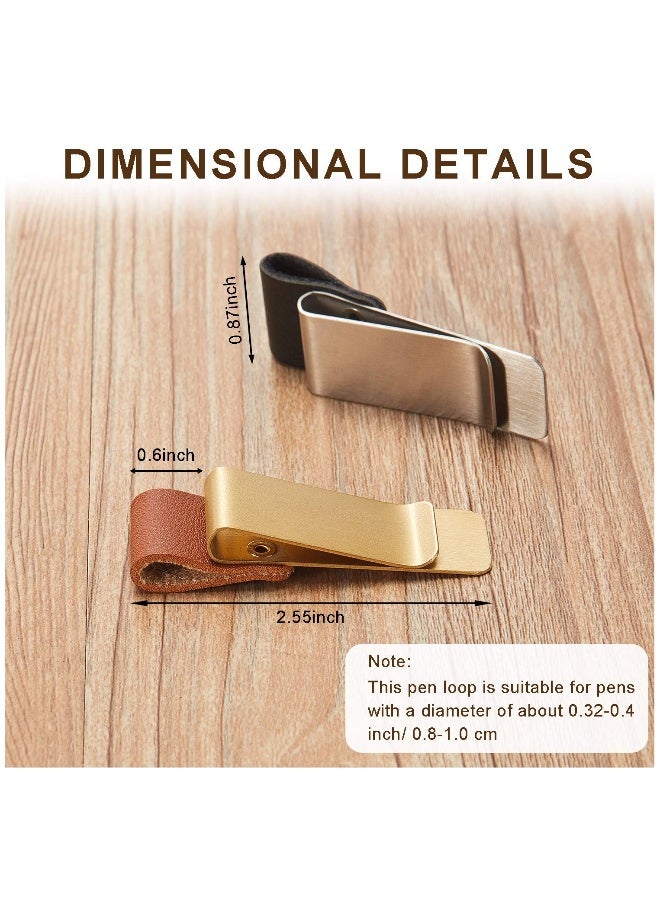 Generic 4PCS Pen Loop Holder Notebooks Pen Sleeve, PU Leather Pen Holder, Journals Notebooks Pen Loop with Clips for for Notebook and Clipboard at Home, Pocket, Office, Fit Most Pen Size  - Image 2