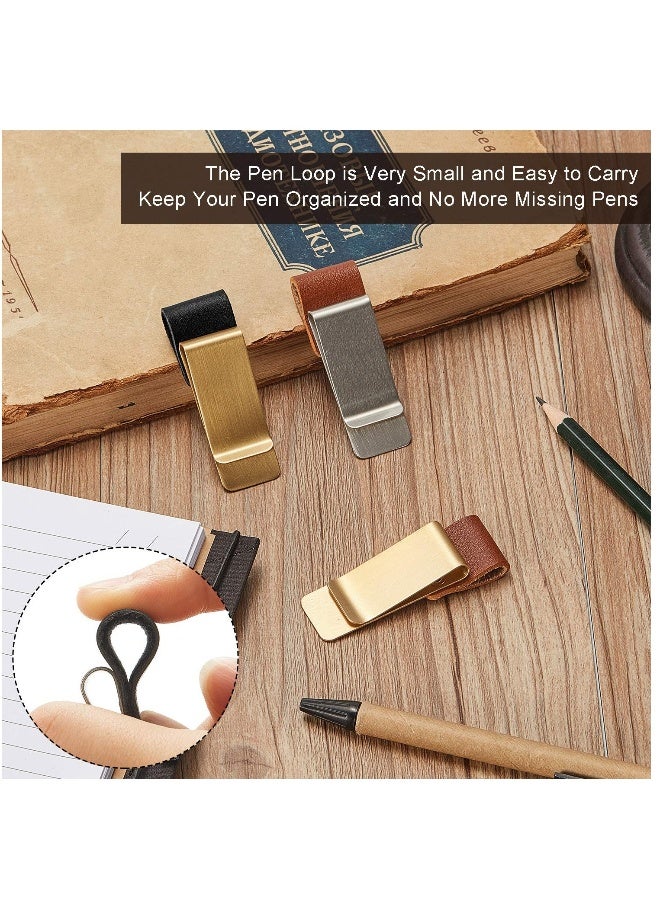 Generic 4PCS Pen Loop Holder Notebooks Pen Sleeve, PU Leather Pen Holder, Journals Notebooks Pen Loop with Clips for for Notebook and Clipboard at Home, Pocket, Office, Fit Most Pen Size  - Image 4