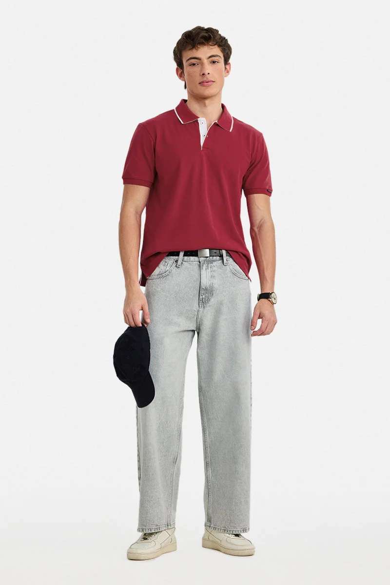 سنيتش Red Solid Half Sleeve Regular Fit T-Shirt