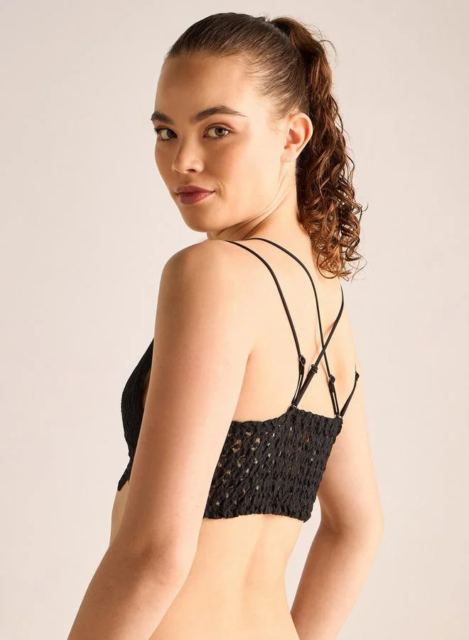 Splash FAV Lace Smock Detail Bralette with Adjustable Straps