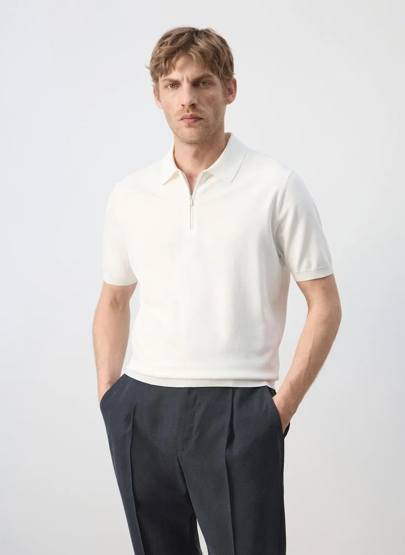 Knitted Polo Shirt With Zip