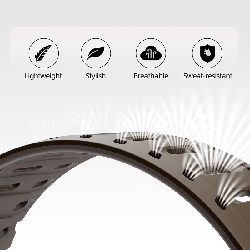 إكسفور سوار ساعة من السيليكون لشرائط Apple Watch Ultra (49 مم، 46 مم، 45 مم، 44 مم) حزام رياضي مقاوم للعرق بمغناطيس للرجال والنساء، iWatch Ultra 3/2/1، السلسلة 11 10 9 8 SE - Image 5