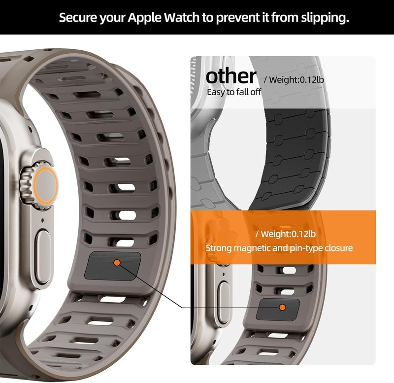 إكسفور سوار ساعة من السيليكون لشرائط Apple Watch Ultra (49 مم، 46 مم، 45 مم، 44 مم) حزام رياضي مقاوم للعرق بمغناطيس للرجال والنساء، iWatch Ultra 3/2/1، السلسلة 11 10 9 8 SE - Image 3