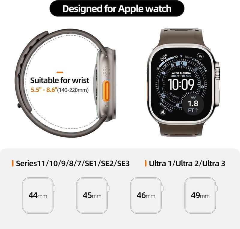 إكسفور سوار ساعة من السيليكون لشرائط Apple Watch Ultra (49 مم، 46 مم، 45 مم، 44 مم) حزام رياضي مقاوم للعرق بمغناطيس للرجال والنساء، iWatch Ultra 3/2/1، السلسلة 11 10 9 8 SE - Image 4