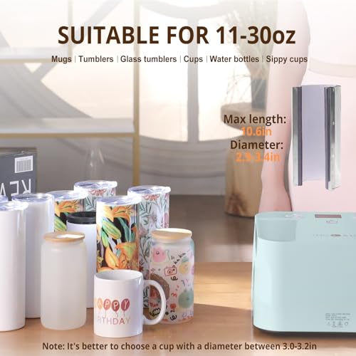 HTVRONT Auto Tumbler Heat Press Machine - Mug Heat Press Heat Up Fast & Even, Professional Tumbler Press High-Security for 2.95-3.18inch Sublimation Tumblers, Cups, Glasses and Mugs (Blue) - Image 4