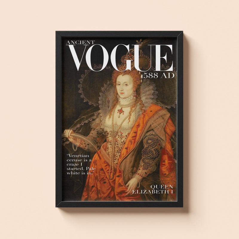 TNESSENTIAL Historical Vogue Elizabeth 1st Poster | Tudor Poster | Magazine Cover Print - Image 1