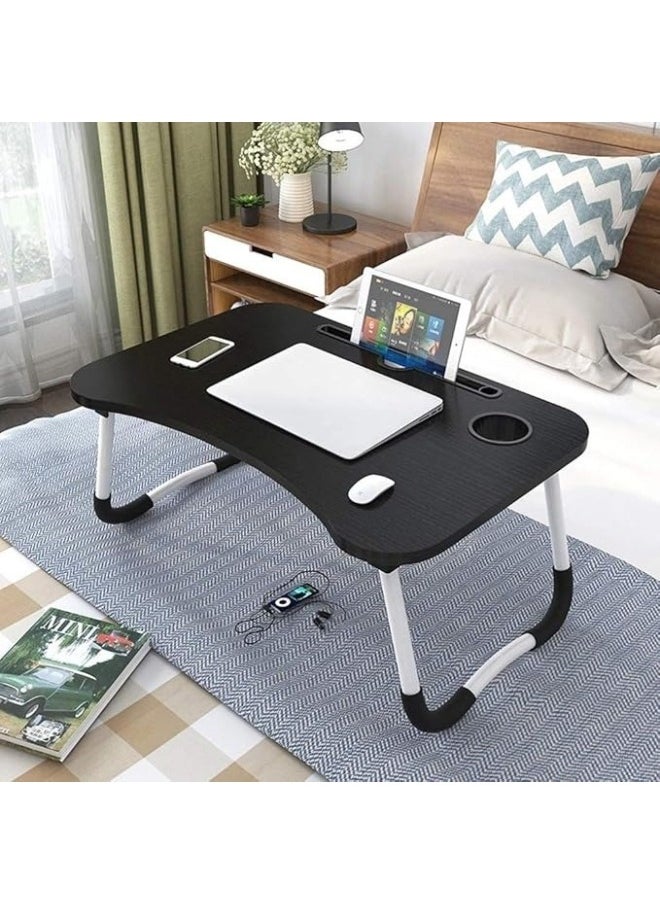 Foldable Laptop Table with Cup Holder and iPad (Length: 60cm * Width: 40cm) -Black - pzsku/ZF285617CC34FCFE09C2FZ/45/_/1732616718/bd9d6a01-d189-40b7-a727-5c02615f68f9