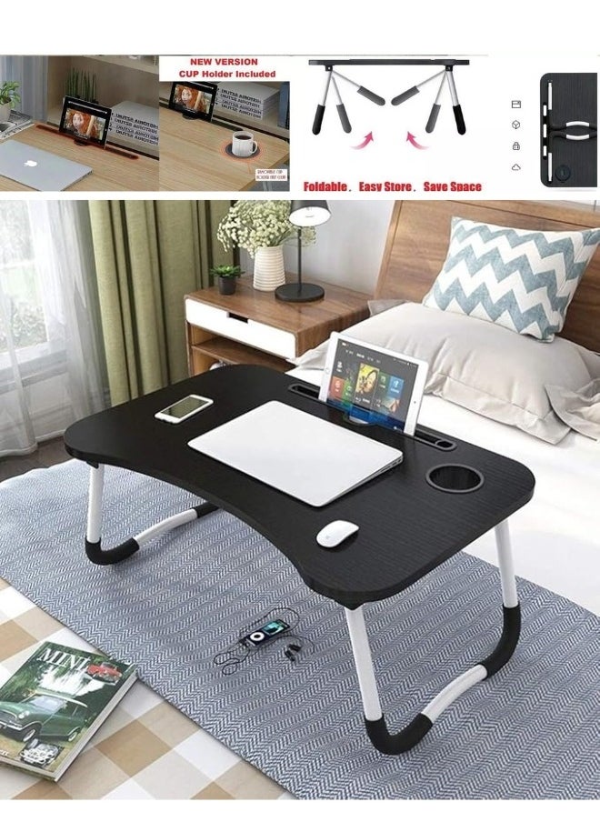 Foldable Laptop Table with Cup Holder and iPad (Length: 60cm * Width: 40cm) -Black - pzsku/ZF285617CC34FCFE09C2FZ/45/_/1732616759/a9dbcd43-9c02-4a9c-bb03-3266002067b6