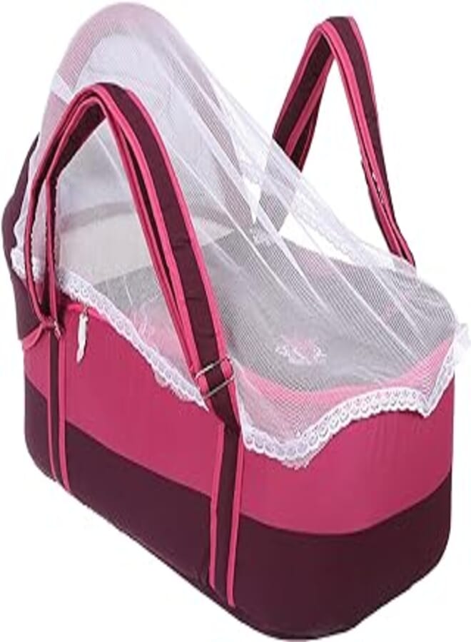 Mix and Max Embroidered Baby Carrycot - Pink and Burgundy