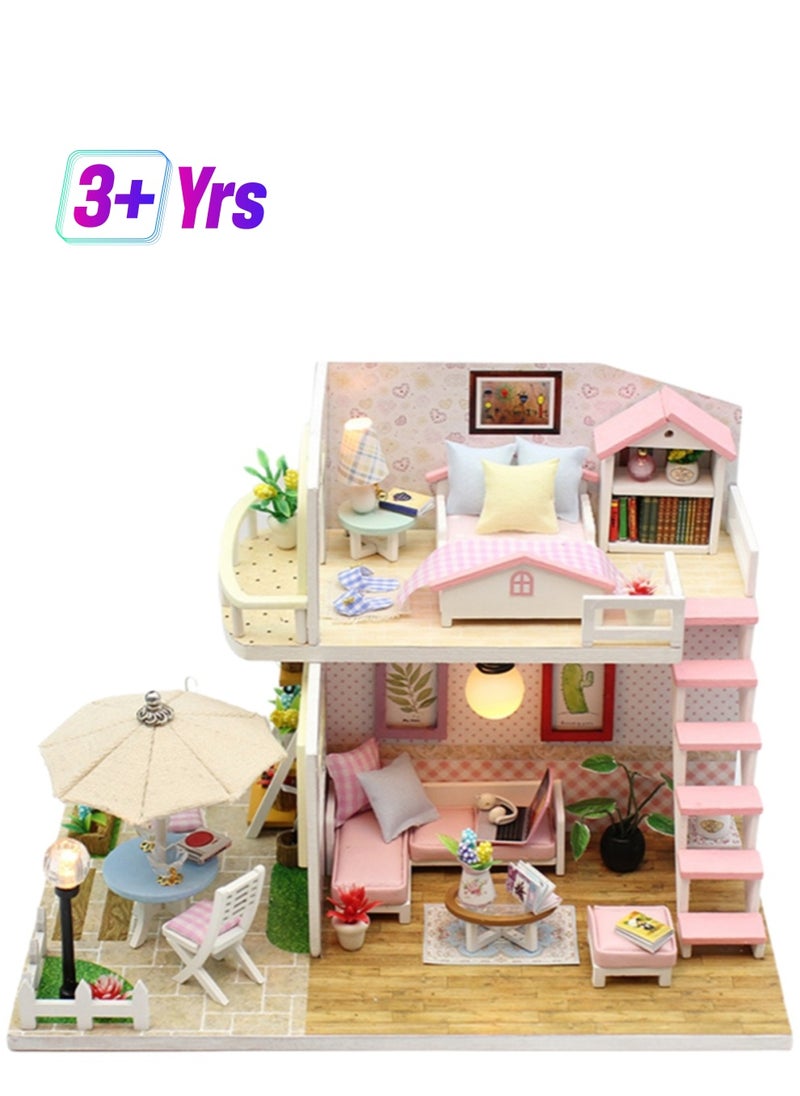 Pink Loft Diy Miniature House Kit Crafts Toys Miniature Handmade Building Model 3d Wooden Puzzle Suitable For Adults And Children  - Image 1