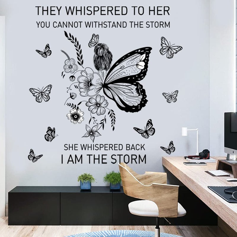 Casa Decor Inspirational Wall Art Positive Quotes Wall Decor Motivational Wall Decals Saying Quotes Wall Stickers Peel and Sticker Wall Decoration Flower Vine Butterfly Wall Sticker for Bedroom Living Room Home Office. - Image 4