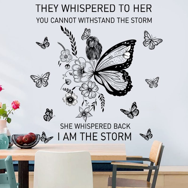 Casa Decor Inspirational Wall Art Positive Quotes Wall Decor Motivational Wall Decals Saying Quotes Wall Stickers Peel and Sticker Wall Decoration Flower Vine Butterfly Wall Sticker for Bedroom Living Room Home Office. - Image 1