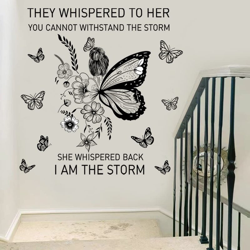Casa Decor Inspirational Wall Art Positive Quotes Wall Decor Motivational Wall Decals Saying Quotes Wall Stickers Peel and Sticker Wall Decoration Flower Vine Butterfly Wall Sticker for Bedroom Living Room Home Office. - Image 2
