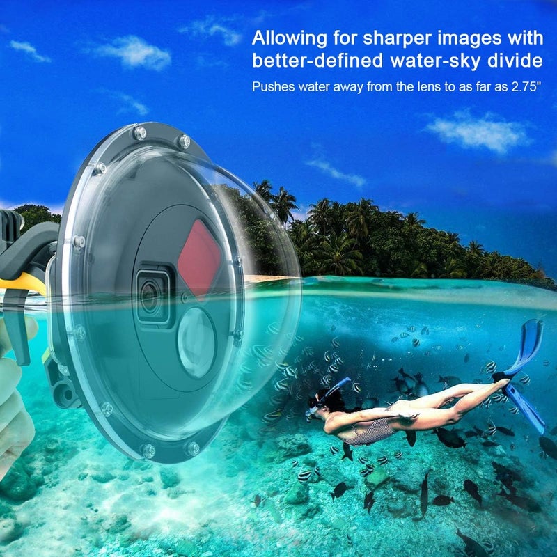 غيبولي عدسة منفذ قبة لكاميرات GoPro Hero 5 6 7 أسود Hero (2018) - منفذ قبة مع علبة مقاومة للماء، مشغل، مقبض عائم، مرشح أحمر قابل للتبديل مدمج ومرشح ماكرو 10x - Image 4