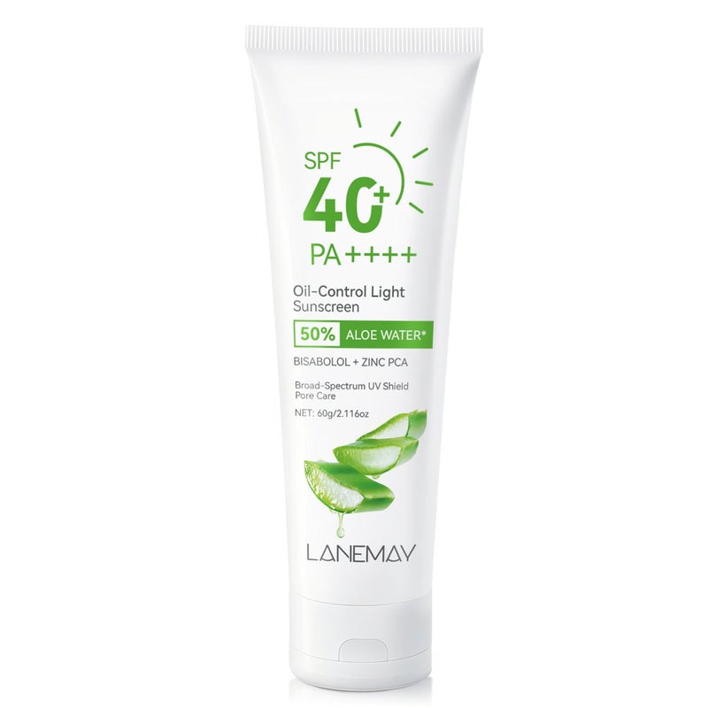 LANEMAY Aloe Oil-Control Clear Protective Cream SPF40+ PA++++ 60g for Pore  Care - Image 5