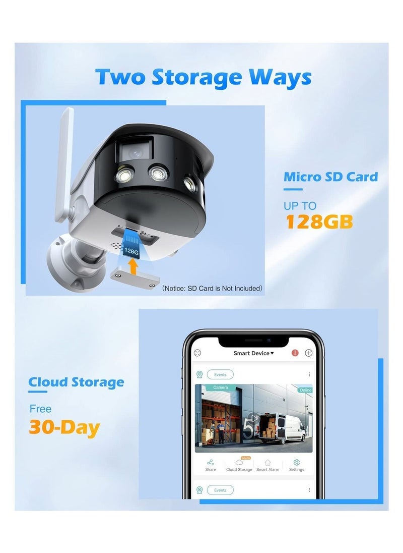 Generic - Wireless Security Camera Outdoor, Dual-Lens 180° Ultra Wide Angle, 4MP HD Home Surveillance Cam, 2.4GHz WiFi, Motion Detection, 2-Way Audio, IP66 Waterproof - Image 1