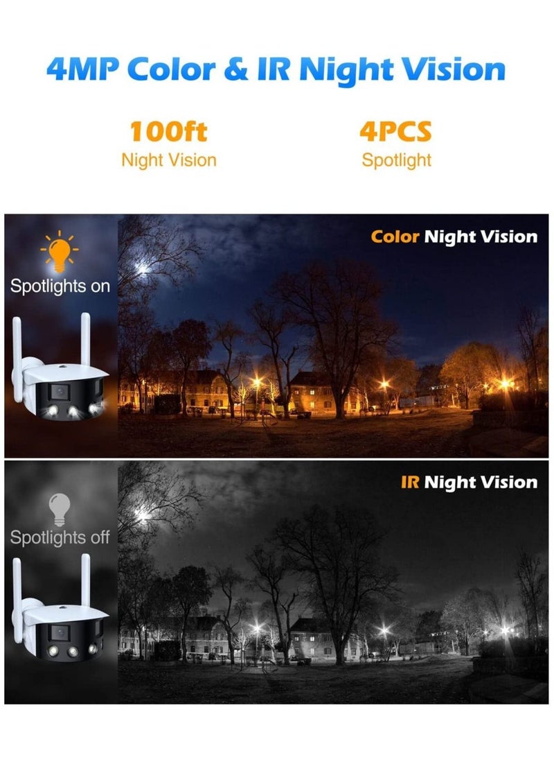 Generic - Wireless Security Camera Outdoor, Dual-Lens 180° Ultra Wide Angle, 4MP HD Home Surveillance Cam, 2.4GHz WiFi, Motion Detection, 2-Way Audio, IP66 Waterproof - Image 1