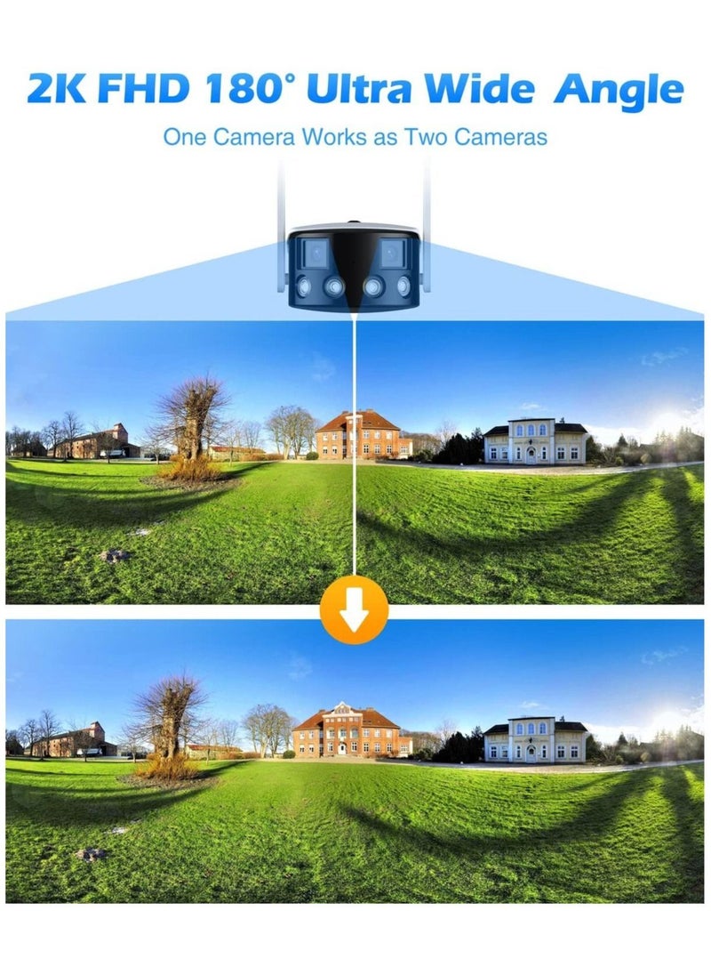 Generic - Wireless Security Camera Outdoor, Dual-Lens 180° Ultra Wide Angle, 4MP HD Home Surveillance Cam, 2.4GHz WiFi, Motion Detection, 2-Way Audio, IP66 Waterproof - Image 1