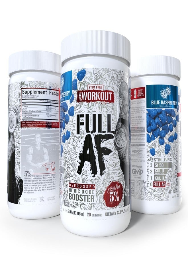 5% نيوتريشن مكمل غذائي قبل التمرين FullAF من 5% Nutrition | خالٍ من المنبهات مع ضخ دموي هائل | إل-سيترولين، إل-تورين، نيتروسيجين، جلسرين | 13.05 أونصة (توت أزرق) - Image 5