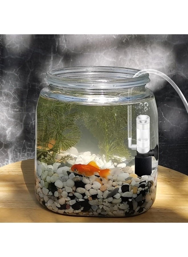 مضخة هواء محمولة تعمل بمنفذ USB لأحواض السمك، مزودة بفلتر إسفنجي وحجر تهوية - مضخة أكسجين هادئة محمولة لأحواض الأسماك الصغيرة والنانوية، والروبيان، وأسماك البيتا، والاستخدام أثناء السفر - Image 4