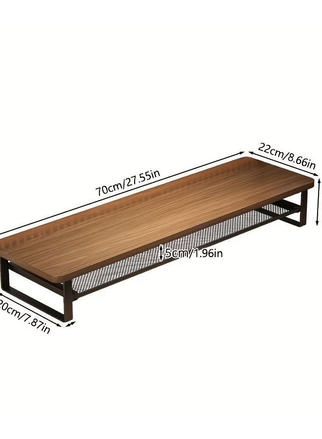 طاولة كمبيوتر مزدوجة الطبقات مع أرفف تخزين وأدراج ورف شاشة قابل لضبط الارتفاع باللون الأبيض البسيط - Image 4