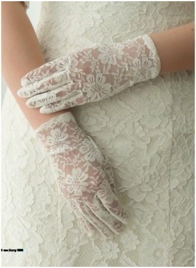 Luxury White Lace Gloves for Women, Wedding, Engagement & Party Accessory