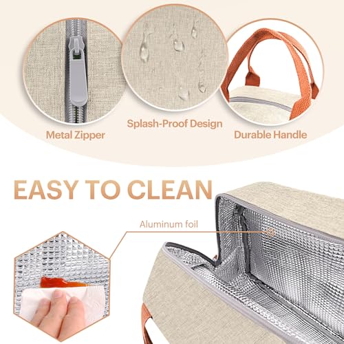 Easyfun Lunch Bag for Women & Men Adult Insulated Lunch Box, Small Leakproof Cooler Food Lunch Containers Reusable High Capacity Lunch Tote Bags for Work, Travel, Outdoor (Beige) - Image 4
