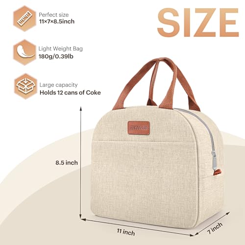 Easyfun Lunch Bag for Women & Men Adult Insulated Lunch Box, Small Leakproof Cooler Food Lunch Containers Reusable High Capacity Lunch Tote Bags for Work, Travel, Outdoor (Beige) - Image 2