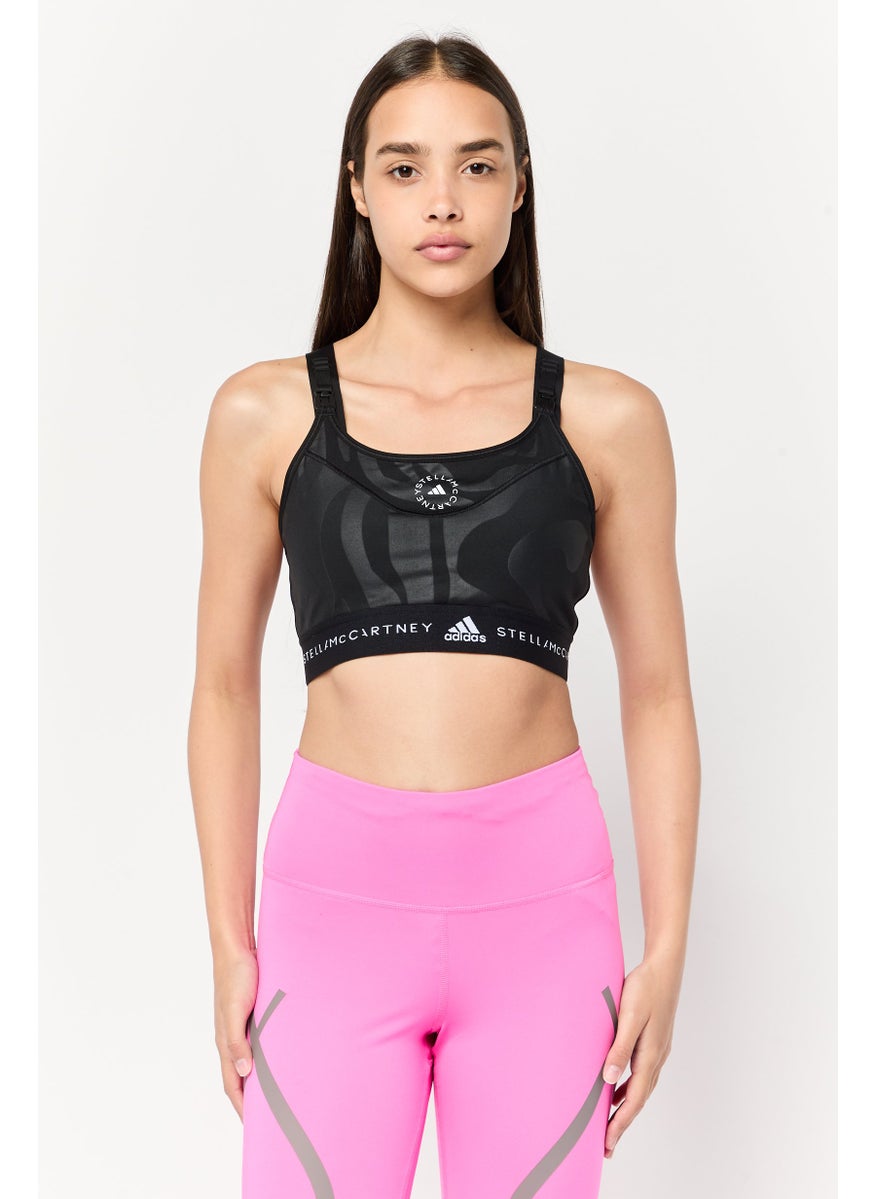 Adidas Adidas by Stella McCartney Women Brand Logo Padded Sports Bra, Black  - Image 1