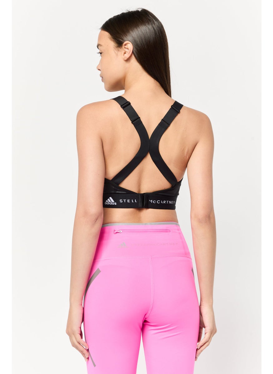 Adidas Adidas by Stella McCartney Women Brand Logo Padded Sports Bra, Black  - Image 4
