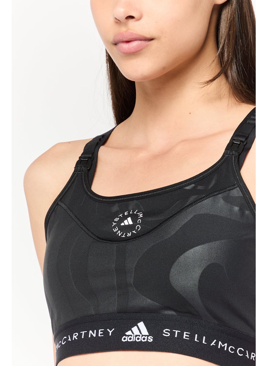 Adidas Adidas by Stella McCartney Women Brand Logo Padded Sports Bra, Black  - Image 3