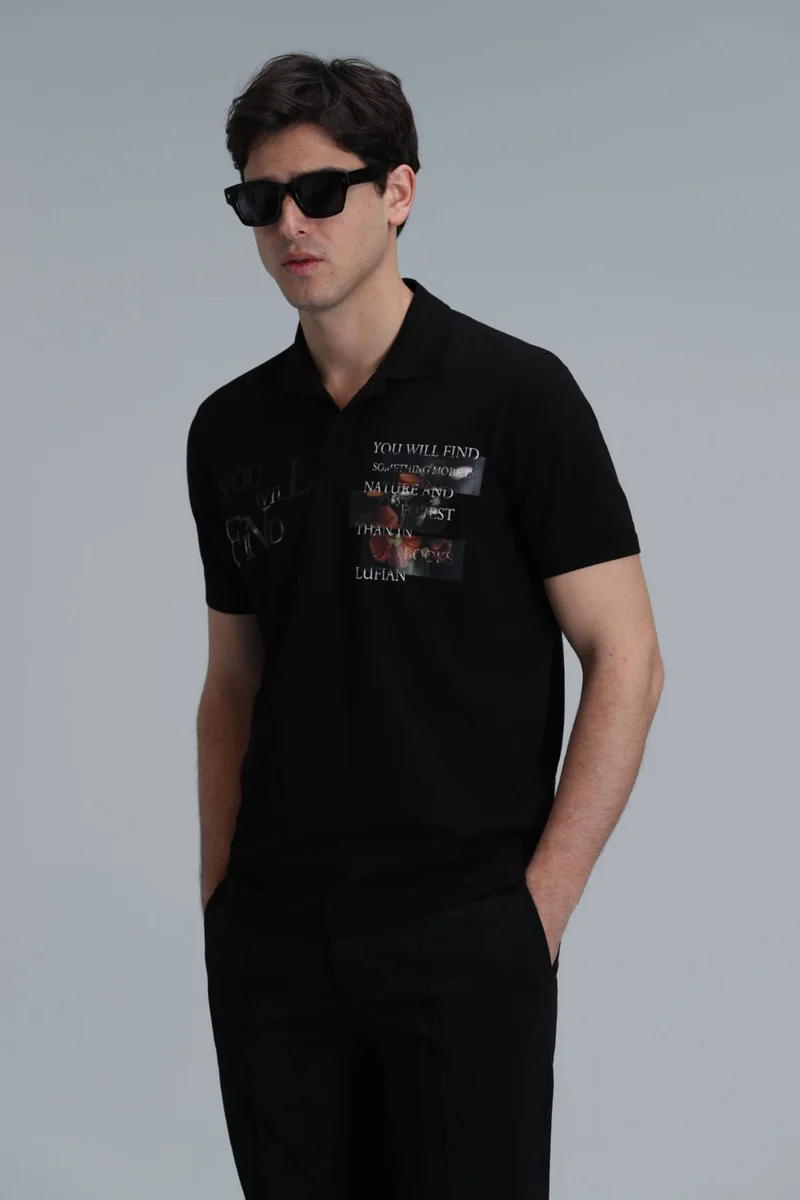 لوفيان Men's Mandy Smart Polo T-Shirt 111040178 Black