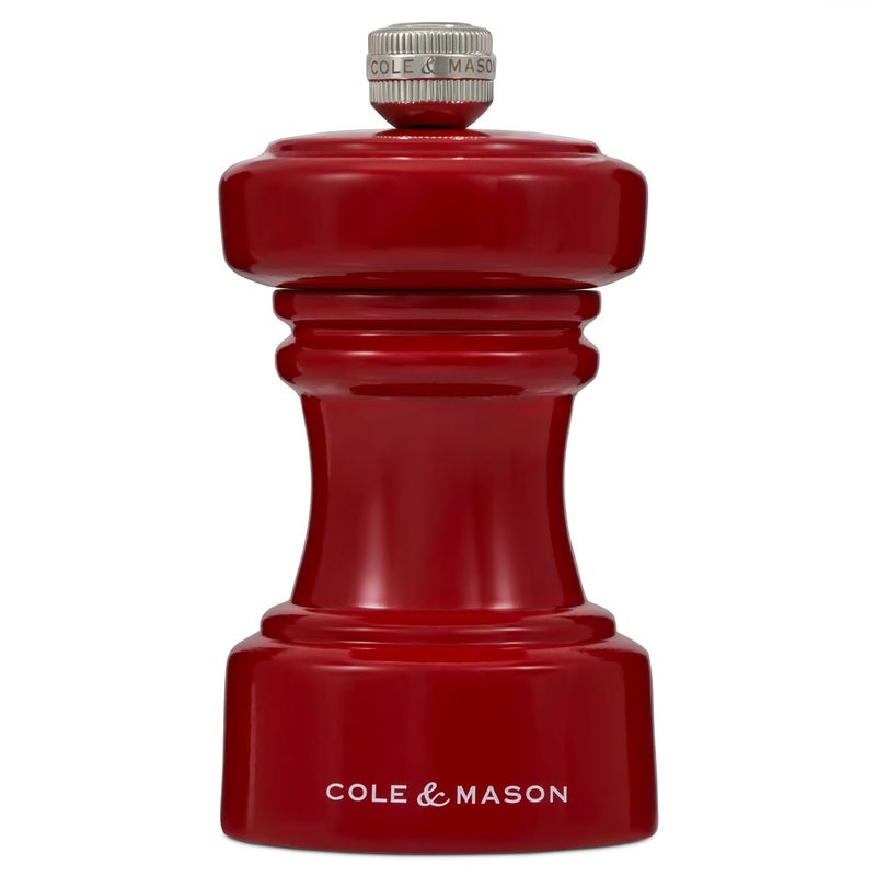 COLE & MASON Cole Mason Hoxton Mill Table Salt Grinder Refillable Sea Salt Grinder Kitchen Home Accessory Salt Mill with Ceramic Mechanism 4 Red Gloss - Image 2