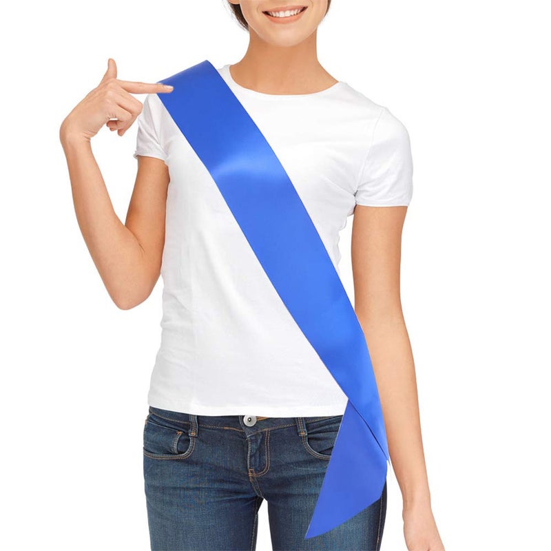 TREORSI Blank Satin Sash Plain Sash Party Decorations Make Your Own Sash Royal Blue