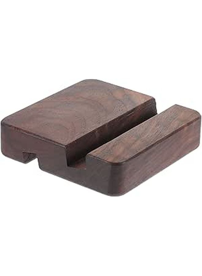 Wooden Phone Stand Double Slot Mobile Holder For Home Office Black Walnut - Image 1