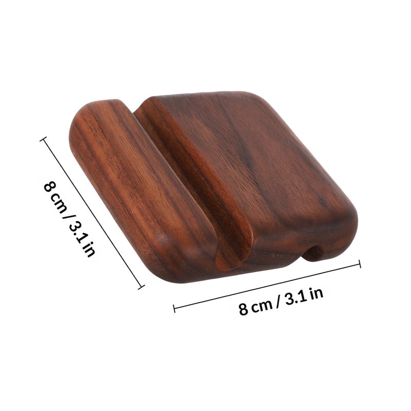 Wooden Phone Stand Double Slot Mobile Holder For Home Office Black Walnut - Image 3