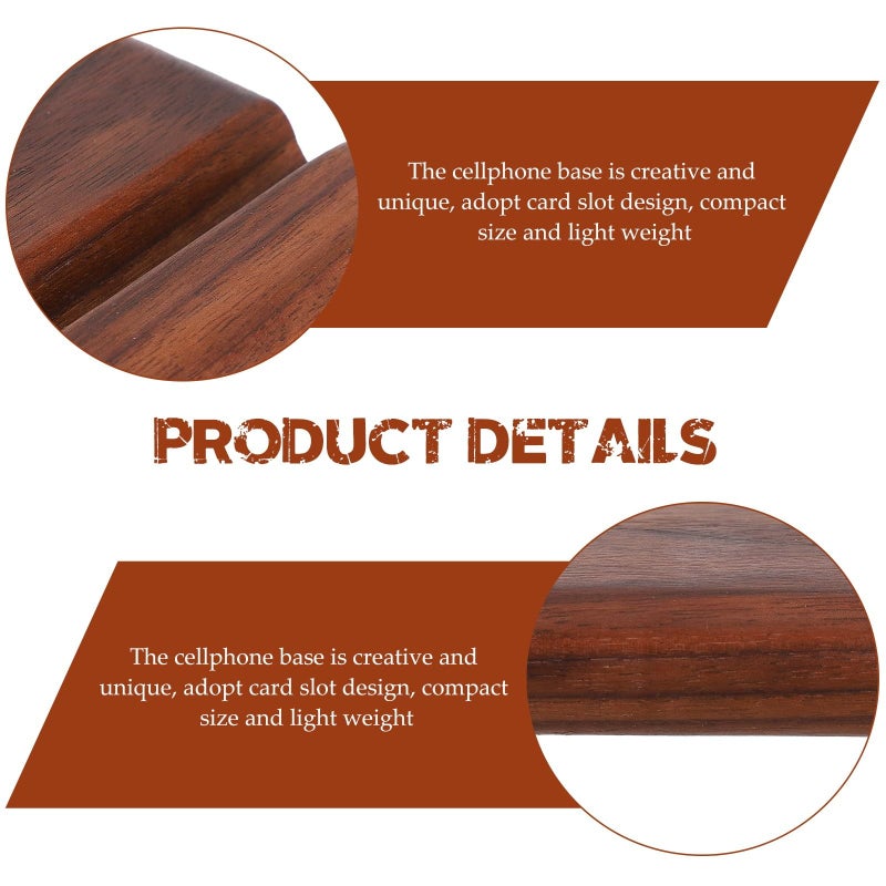 Wooden Phone Stand Double Slot Mobile Holder For Home Office Black Walnut - Image 4