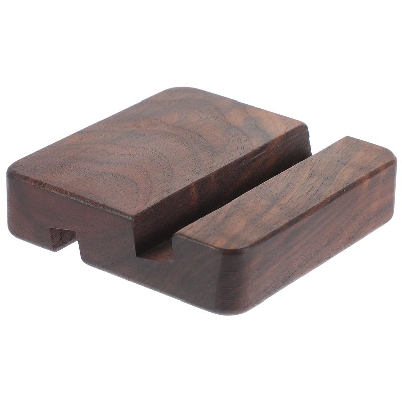 Wooden Phone Stand Double Slot Mobile Holder For Home Office Black Walnut - Image 2
