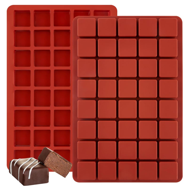 Joersh 2Pcs Square Silicone Caramel Hard Candy Molds For Chocolate  Truffles  Ganache  Jelly  Praline  Brownie  Butter  Ice Cube Tray - Image 1