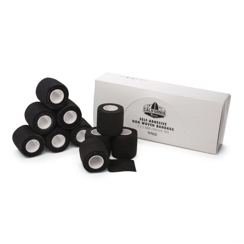 California Basics Self-Adhesive Bandage Wrap - Suitable for All Sports - Breathable Athletic Tape for Wrists - Knee and Ankle - Self Adhesive Bandage- 2 Inch- 10 Pack - Black - Image 2
