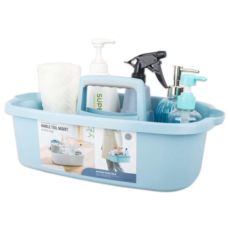 Large Cleaning Supplies Caddy Portable Shower Basket Supply Organizer with Handle Plastic Bucket Tool Storage for Bathroom Bedroom Kitchen College Dorm Garden Blue