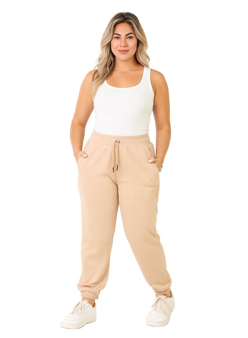 Soft Steps Stylish and practical Women's waffle pants with double pockets and elasticated leg L  - Image 1