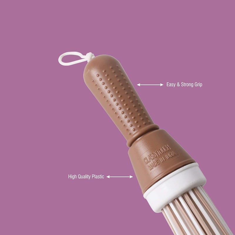 CLASSYTOUCH Plastic Broom for Bathroom Cleaning & Home Floor Cleaning| Hard Bristle Broom for Scrubbing in Bathroom|(Size 52 cm, Color Brown) 60 Plastic Sticks - Image 3