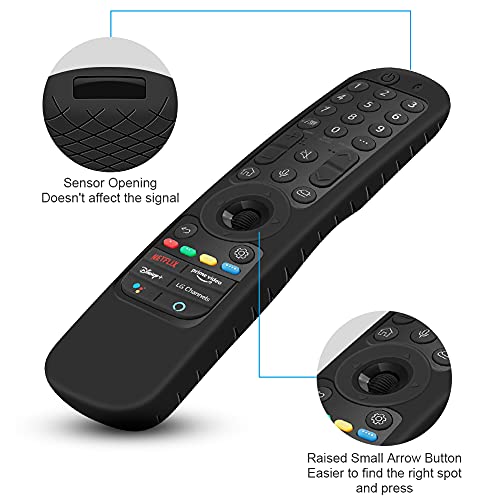 Winceed Silicone Case for LG AN-MR21GA / AN-MR22GA Remote Control [Shockproof] Anti-Slip Protective Cover for LG MR23GA MR24GN Magic Remote Case Sleeve Holder Protector Skin (Black) - Image 3