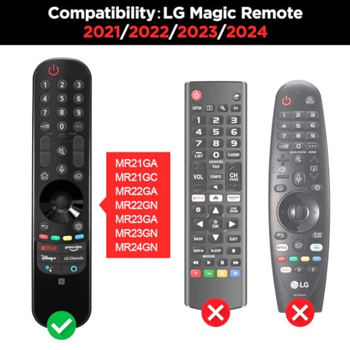 Winceed Silicone Case for LG AN-MR21GA / AN-MR22GA Remote Control [Shockproof] Anti-Slip Protective Cover for LG MR23GA MR24GN Magic Remote Case Sleeve Holder Protector Skin (Black) - Image 2